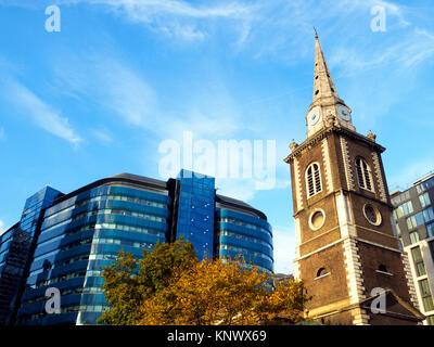 The St Botolph Building and St Botolph's Aldgate parich Church - London, England Stock Photo