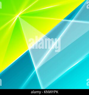 Abstract geometric gems and crystals glowing background with sparks and shining lines. Stock Vector