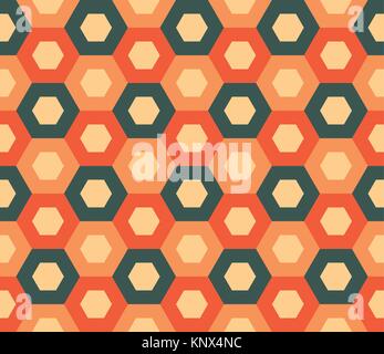Geometric vector seamless pattern. Vintage abstract background with hexagons. Mosaic. Stock Vector