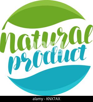 Natural product, logo or label. Organic icon. Typographic design vector illustration Stock Vector