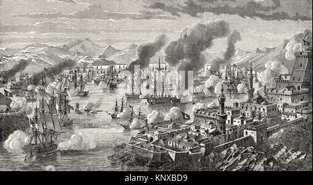 The Battle of Navarino on 20 October 1827, during the Greek War of Independence Stock Photo