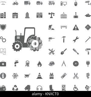 Tractor icon. Construction and Tools vector icons set. Stock Vector