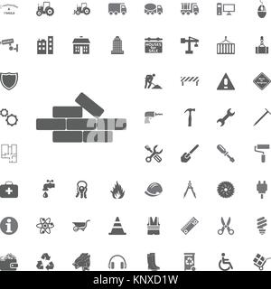 Wall icon. Brick icon. Construction and Tools vector icons set. Stock Vector