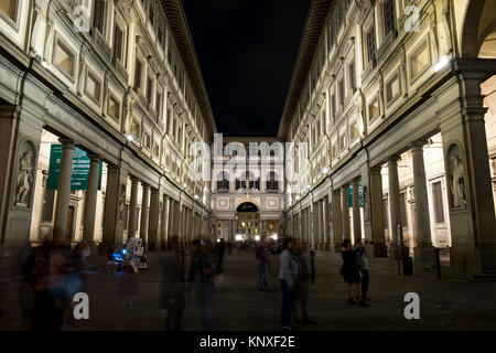 Uffizi Florence Long-Exposure at Night Stock Photo