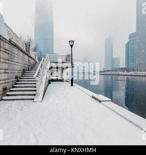 Modern building exterior and empty square floor in city of China. Stock Photo