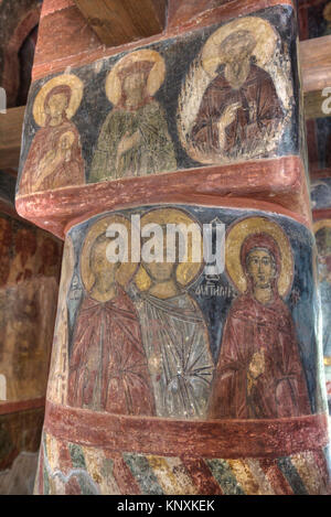Frescos, Cathedral of the Nativity, Zverin Monastery, UNESCO World Heritage Site, Veliky Novogrod, Novgorod Oblast, Russia Stock Photo