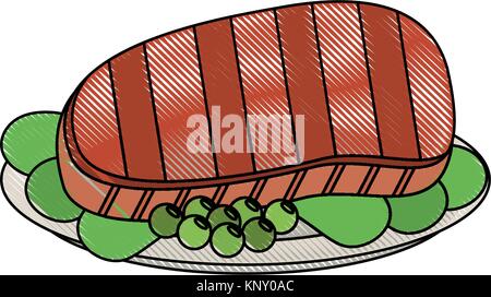 Delicious meat on dish Stock Vector
