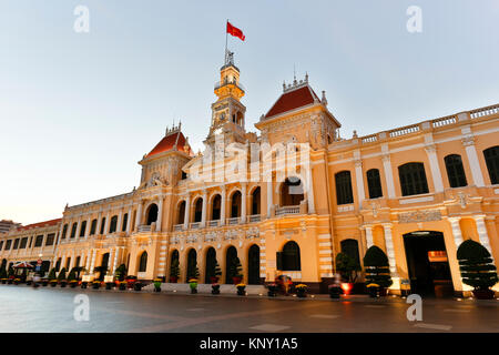 Ho Chi Minh City Hall or Hôtel de Ville de Saïgon was built in 1902-1908 in a French colonial style for the then city of Saigon. It was renamed after  Stock Photo