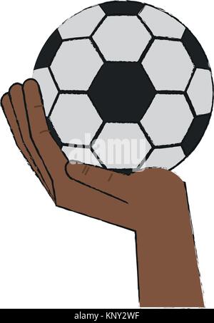 Hand holding soccer ball Stock Vector
