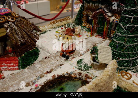 Beautiful background of edible Christmas Village exhibit Stock Photo
