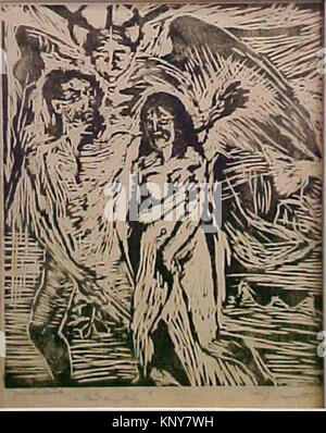 A depiction of Adam and Eve from a medieval stained glass window ...