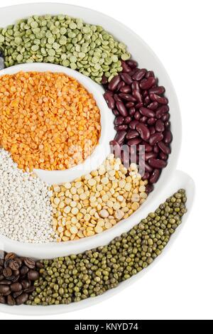 assorted beans in circular bowl Stock Photo