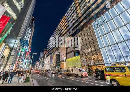 Ginza, Tokyo - December 2017 : Billboards and neon signs in crowded ...