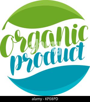 Organic product, logo or label. Natural icon. Typographic design vector illustration Stock Vector