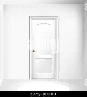 Closed white entrance door. Realistic vector illustration Stock Vector ...