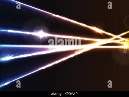 Abstract glowing neon laser rays effect graphic design. Colorful luminous vector background Stock Vector