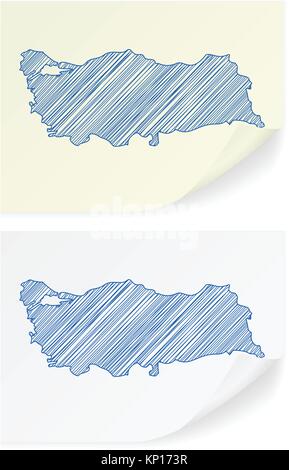 Turkey scribble map on a white background. Stock Vector