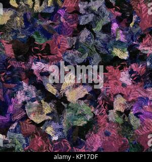 Abstract illustration of colored chaotic smears, stains of paint on a dark background Stock Photo