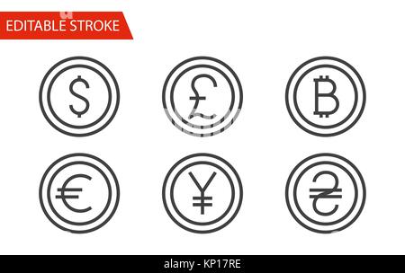 Money Sign Icons Set. Thin Line Vector Illustration Stock Vector