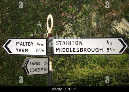 Road sign in Thornton, Middlesbrough, North Yorkshire Stock Photo