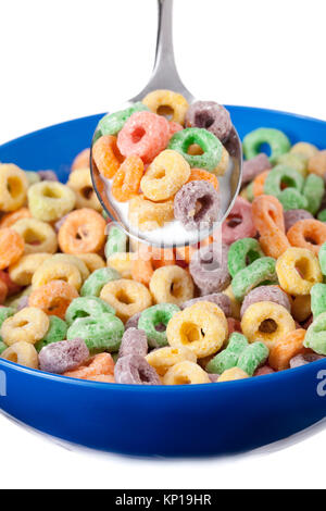 spoon with colorful cereal Stock Photo