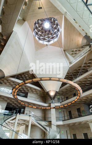 Museum of Islamic Art, Doha (Qatar). July 2017. Main hall. The Museum is Doha's most prized architectural icon, designed by the world famous architect Stock Photo