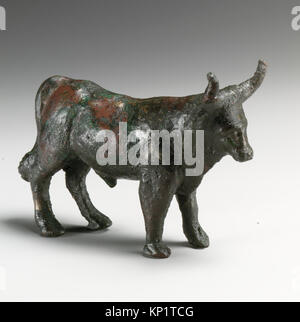 A bronze model of a cart with farmyard scene from the Metropolitan Museum of Art, catalog number DP20438. The miniature cart includes animals and figures, demonstrating detailed craftsmanship. Stock Photo