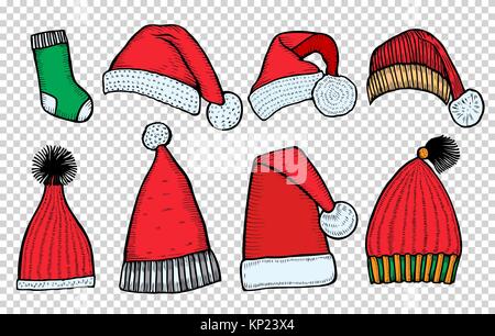 Colorful patch badges of different Merry Christmas attributes. Set of Happy New Year stickers, pins, magnets in cartoon comic style. Santa Claus Mitte Stock Vector