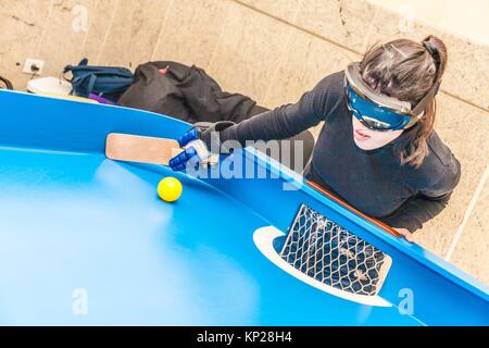 Blind people playing showdown game. Showdown is a fast-moving sport  originally designed for people with a visual impairment, but you don´t have  to be Stock Photo - Alamy