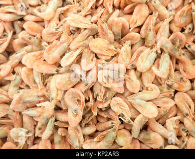 background of fresh prawns for sale at a fish market Stock Photo