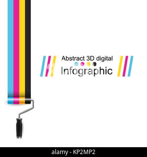 Roller paint, CMYK color print. Stock Vector
