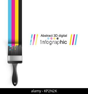 Brush paint, CMYK color print. Stock Vector
