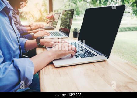 Start up business team meeting working on Laptop new business project Stock Photo