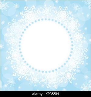 Winter Christmas round frame of snowflakes Stock Vector