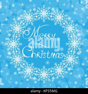 Christmas blue card with a greeting Merry Christmas Stock Vector
