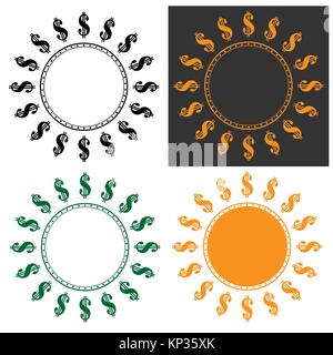 Dollar symbol round frame Stock Vector