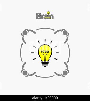 Vector light bulb icon with concept of idea. Brainstorming/Idea illustration. Stock Vector