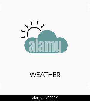 Weather forecast icon vector illustration. Sun behind the cloud. Stock Vector