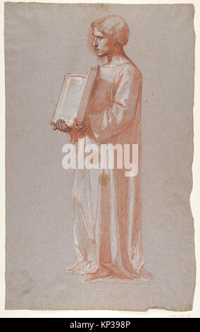 Study depicting an acolyte holding an open book, for wall paintings in ...