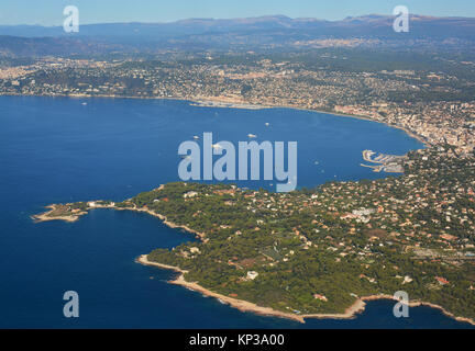 Aerial panoramic view of Cannes city, Marina and Mediterranean Coast, Rivierra, Provence, France Stock Photo