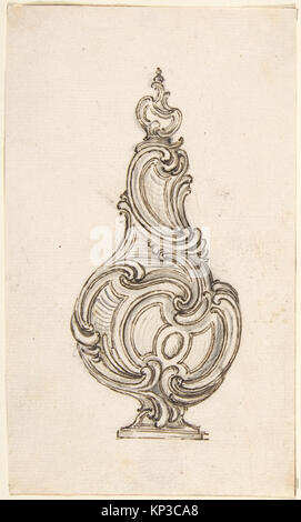 A design drawing for a flask, showing its shape, proportions, and ...