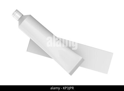 Blank toothpaste mockup, floating paste tube with paper box in 3d ...