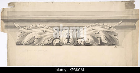 Illustration of an entablature design carved with acanthus leaves ...