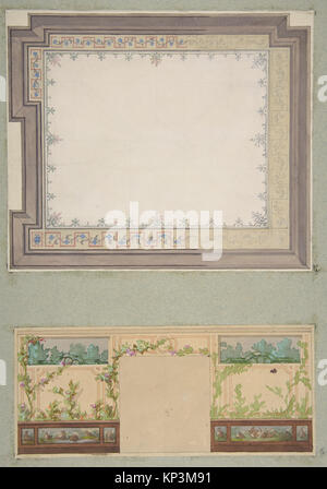 Designs for the ceiling and wall of a room decorated with waterbirds and flowering vines MET DP811306 384949 Stock Photo