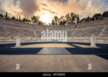 Panathenaic stadium in Athens, Greece (hosted the first modern Olympic Games in 1896), also known as Kalimarmaro which means good marble stone. Stock Photo