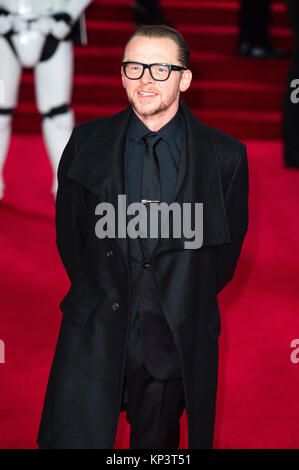 London, UK. 12th Dec, 2017. Simon Pegg attends the 'Star Wars: The Last Jedi' European premiere at Royal Albert Hall on December 12, 2017 in London, Great Britain. Credit: Geisler-Fotopress/Alamy Live News Stock Photo