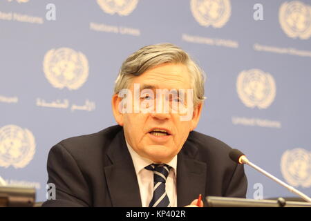 UN, New York, USA. 13th Dec, 2017. Gordon Brown, former UK Prime Minister, spoke at the UN about Education Cannot Wait in war zones. Photo: Matthew Russell Lee / Inner City Press Stock Photo