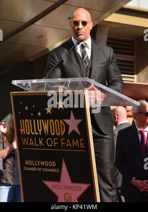 Los Angeles, USA. 13th Dec, 2017. Dwayne Johnson 28 star, Dwayne Johnson honored with a star on the Hollywood Walk of fame in Los Angeles. December 13, 2017. Credit: Tsuni/USA/Alamy Live News Stock Photo