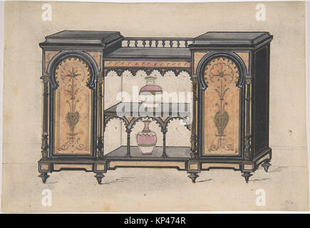 Design for a Cabinet with Two Central Shelves and Arched Doors MET DP806620 386626 Stock Photo