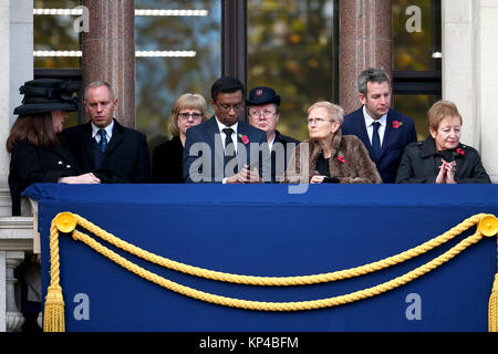 The Queen, accompanied by several senior members of the Royal family, attends the annual Remembrance Day ceremony at the Cenotaph. This year Prince Charles is laying the Queen’s wreath on her behalf.  Featuring: Robert Rinder Where: London, United Kingdom When: 12 Nov 2017 Credit: John Rainford/WENN.com Stock Photo